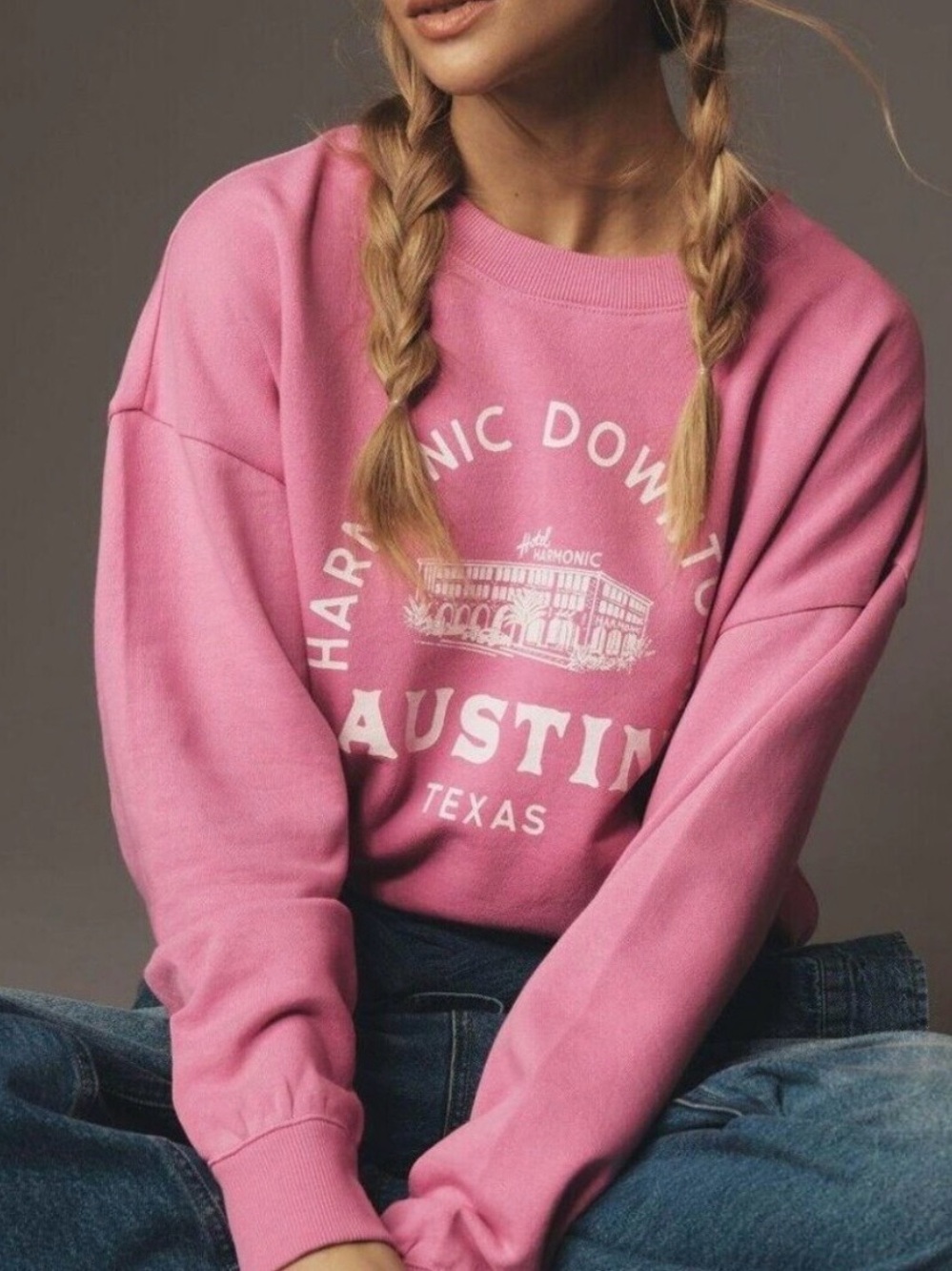 Anthropologie Maeve City Crew Neck Cotton Sweatshirt Top Oversized Small